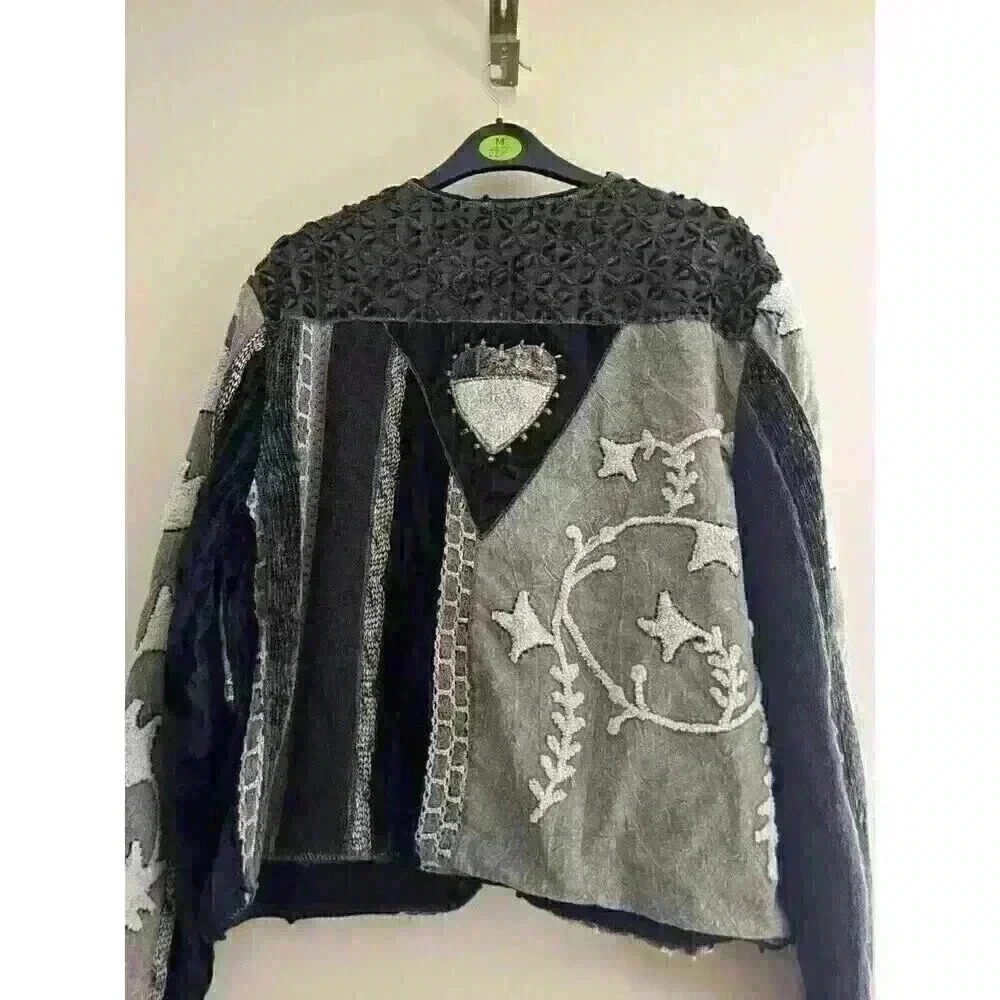 Coldwater Creek Grey Patchwork Button Down Jacket… - image 7